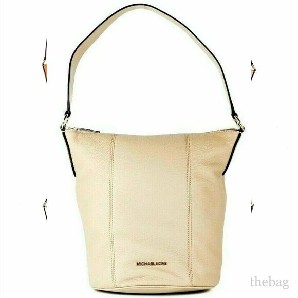 S Michael Kors Brooke Bucket Messenger Bag Ivory Leather 35T0G0KM8L NWT $378 FS
